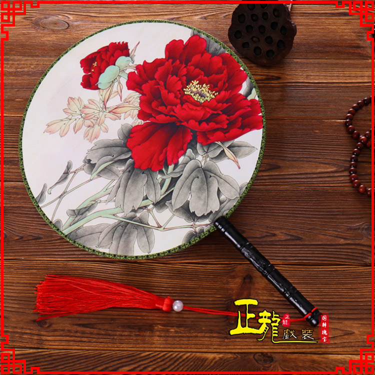 慈利古典中国风团扇空白扇跳舞蹈扇 真丝宫扇