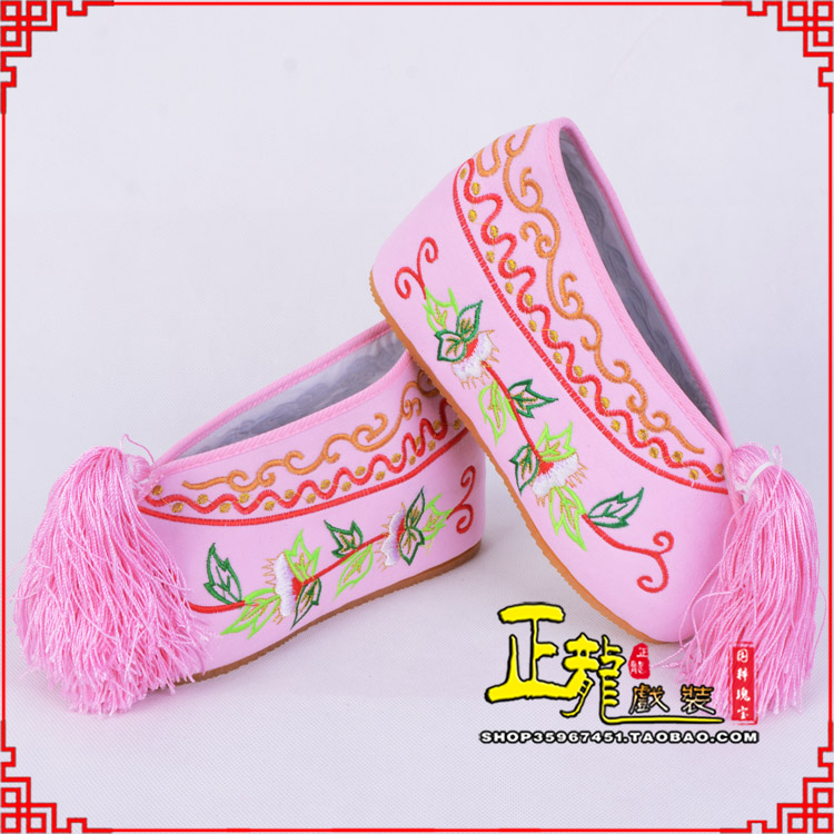 慈利花旦鞋女绣花彩鞋 舒适款草花内高彩鞋